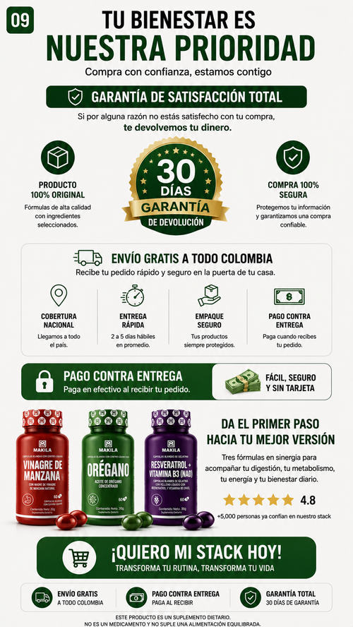 Makila Stack Bienestar Integral | Vinagre de Manzana + Orégano + Resveratrol + Vitamina B3